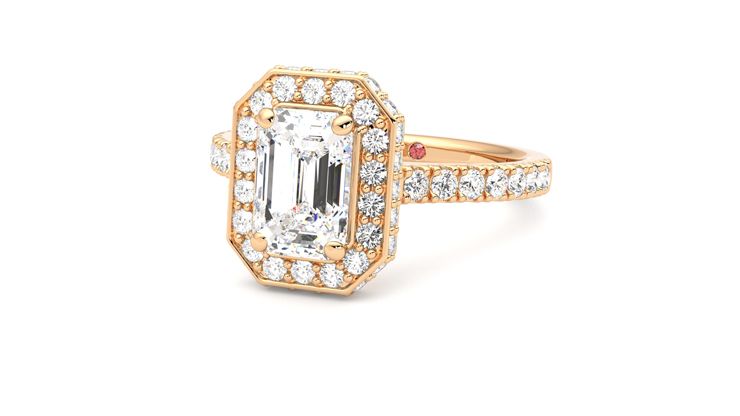 Taylor & Hart Elixir Emerald Engagement Ring 360 degree image 26