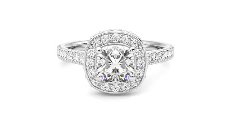 Taylor & Hart Elixir Cushion Engagement Ring 360 degree image 0