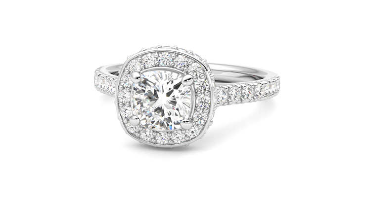 Taylor & Hart Elixir Cushion Engagement Ring 360 degree image 27