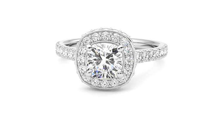 Taylor & Hart Elixir Cushion Engagement Ring 360 degree image 28