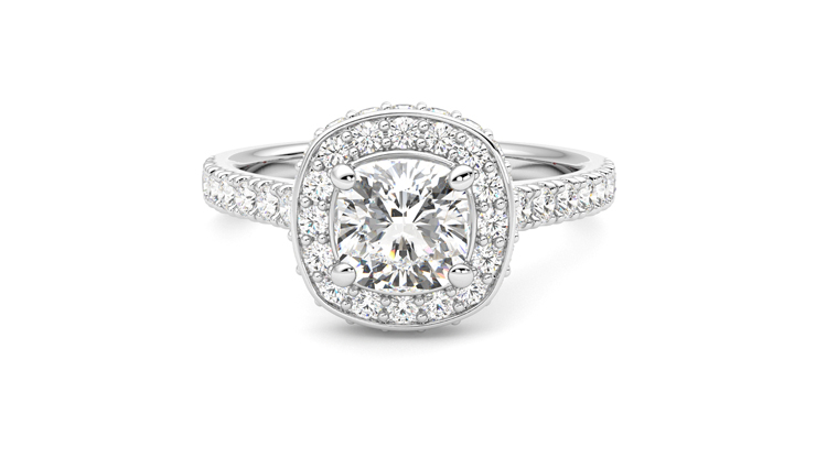 Taylor & Hart Elixir Cushion Engagement Ring 360 degree image 29