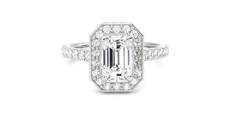 Taylor & Hart Elixir Emerald Engagement Ring 360 degree image 1