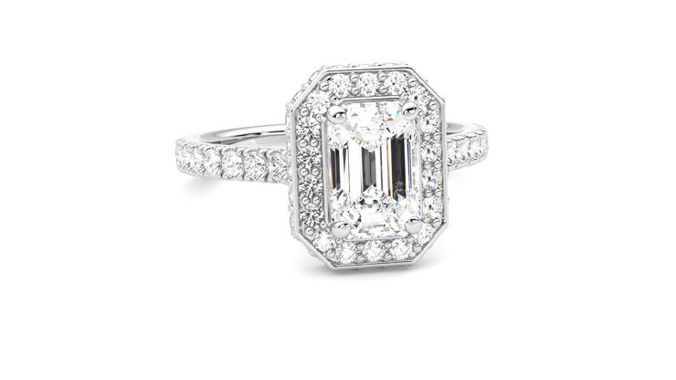 Taylor & Hart Elixir Emerald Engagement Ring 360 degree image 3