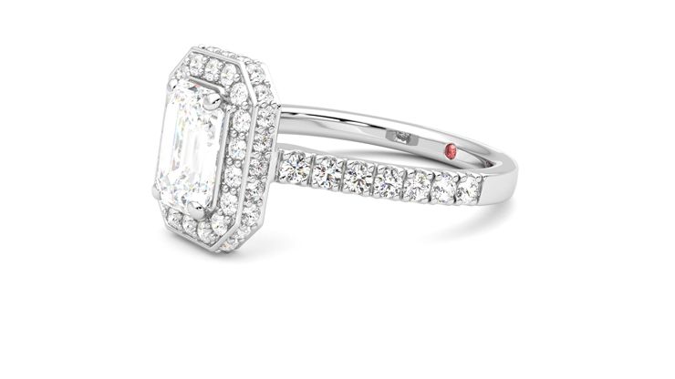 Taylor & Hart Elixir Emerald Engagement Ring 360 degree image 23