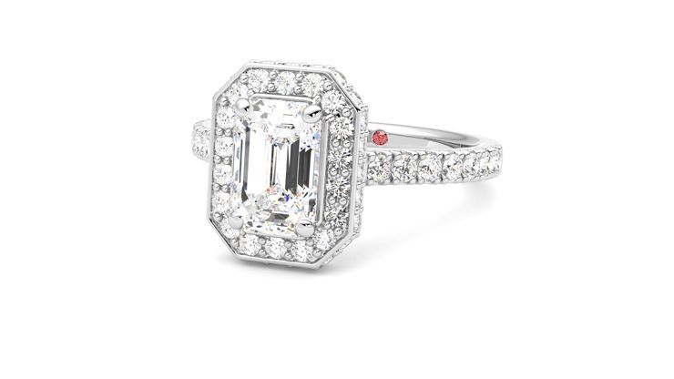 Taylor & Hart Elixir Emerald Engagement Ring 360 degree image 26