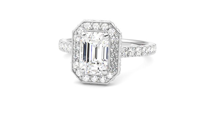 Taylor & Hart Elixir Emerald Engagement Ring 360 degree image 27