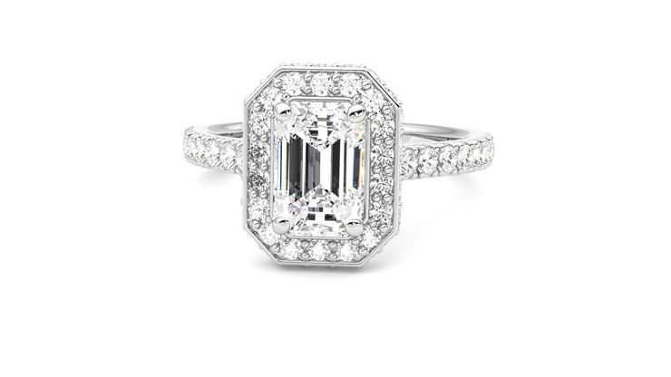 Taylor & Hart Elixir Emerald Engagement Ring 360 degree image 29