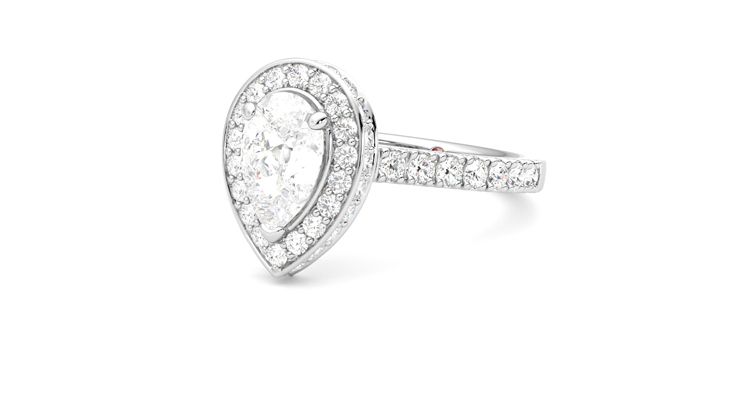 Taylor & Hart Elixir Pear Engagement Ring 360 degree image 25