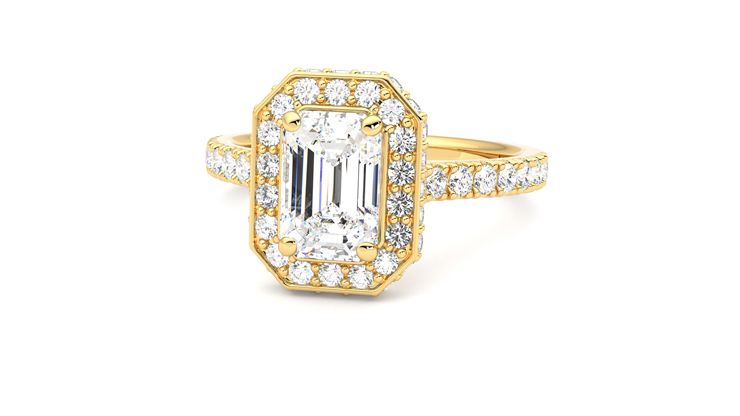 Taylor & Hart Elixir Emerald Engagement Ring 360 degree image 27