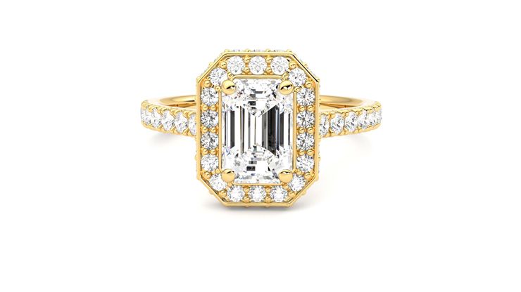 Taylor & Hart Elixir Emerald Engagement Ring 360 degree image 29
