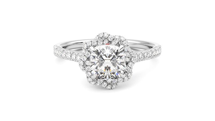 Taylor & Hart Entwine Cushion Engagement Ring 360 degree image 0