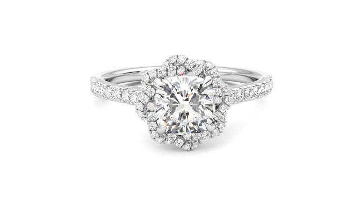Taylor & Hart Entwine Cushion Engagement Ring 360 degree image 1
