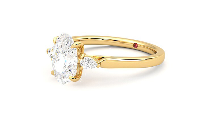 Oval Cut Fancy Halo Cubic Zirconia Engagement Ring In Yellow Gold Plated  Sterling Silver - Boutique Pavè