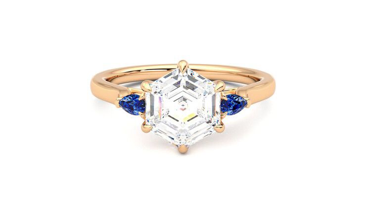 Taylor & Hart Faith Hexagonal Engagement Ring 360 degree image 0