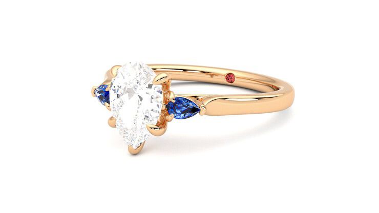 Taylor & Hart Faith Pear Engagement Ring 360 degree image 25