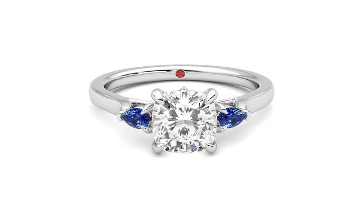 Taylor & Hart Faith Cushion Engagement Ring 360 degree image 1