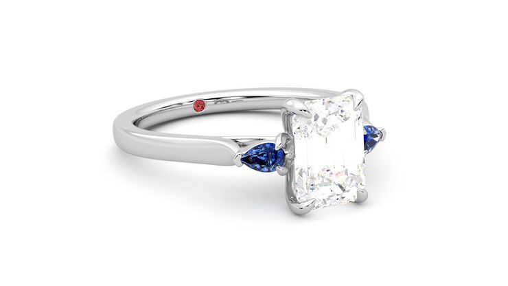 Taylor & Hart Faith Emerald Engagement Ring 360 degree image 5