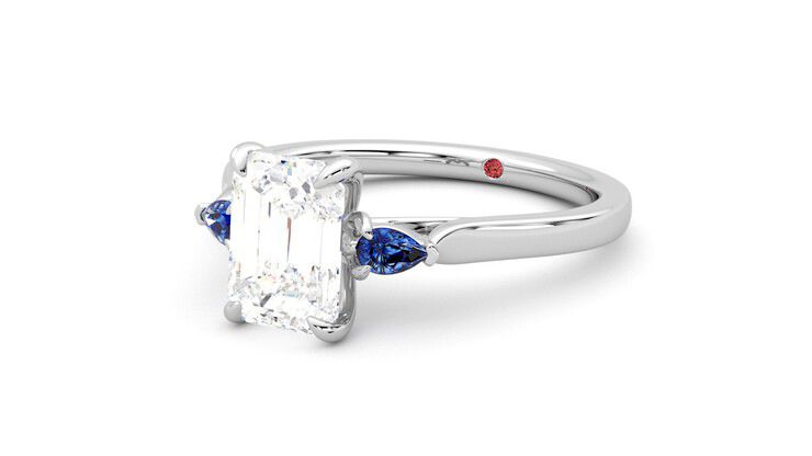 Taylor & Hart Faith Emerald Engagement Ring 360 degree image 25