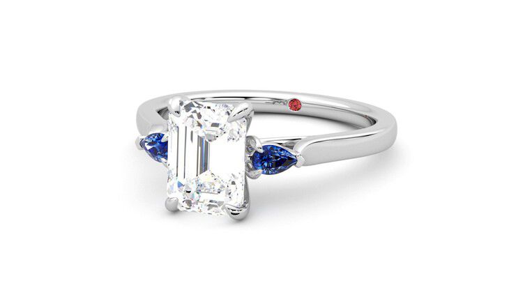 Taylor & Hart Faith Emerald Engagement Ring 360 degree image 26