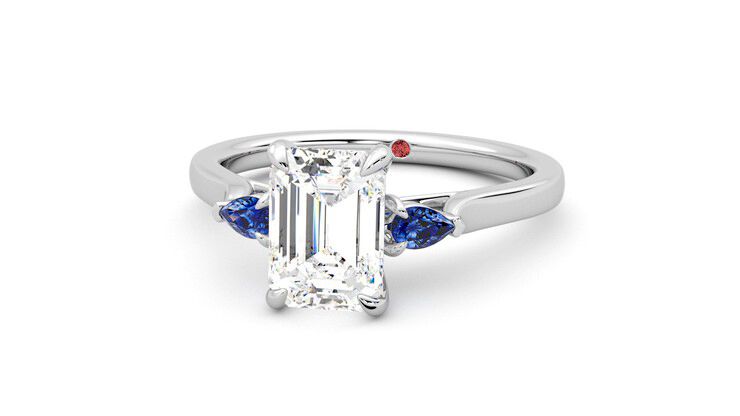 Taylor & Hart Faith Emerald Engagement Ring 360 degree image 27