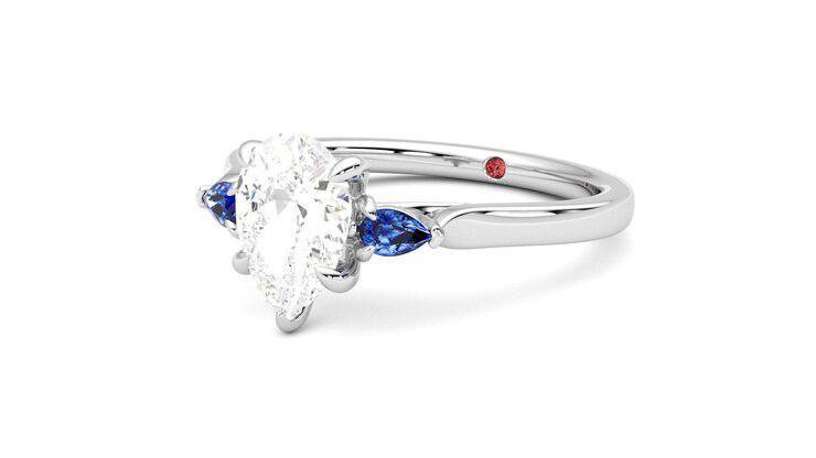 Taylor & Hart Faith Pear Engagement Ring 360 degree image 25