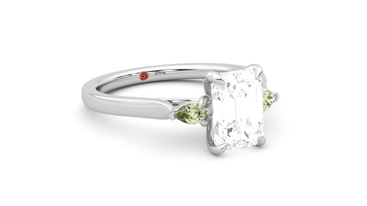 Taylor & Hart Faith Emerald Engagement Ring 360 degree image 5