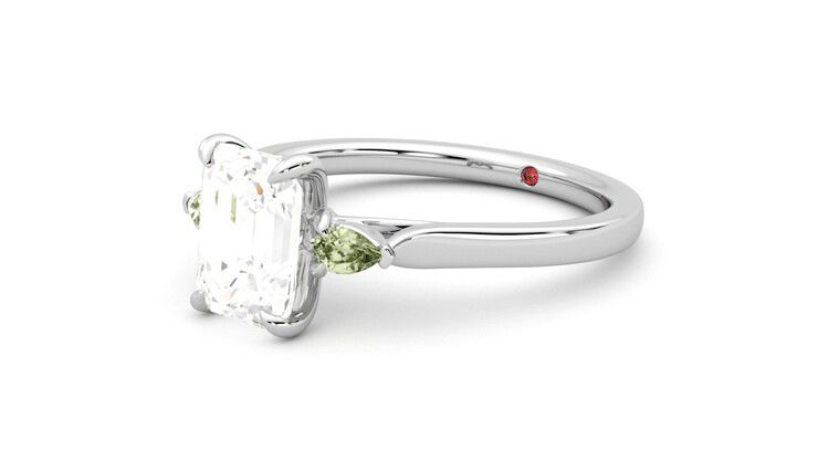 Taylor & Hart Faith Emerald Engagement Ring 360 degree image 24