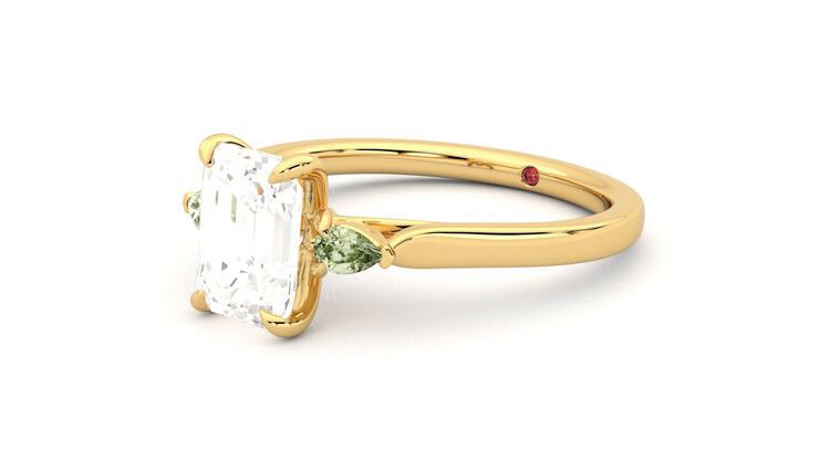 Taylor & Hart Faith Emerald Engagement Ring 360 degree image 24
