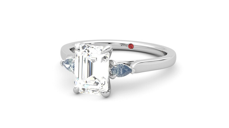 Taylor & Hart Faith Emerald Engagement Ring 360 degree image 26