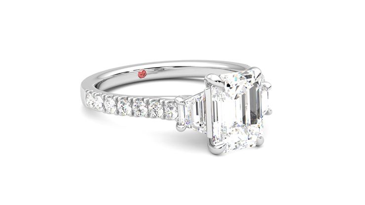 Taylor & Hart Felicity Emerald Engagement Ring 360 degree image 5
