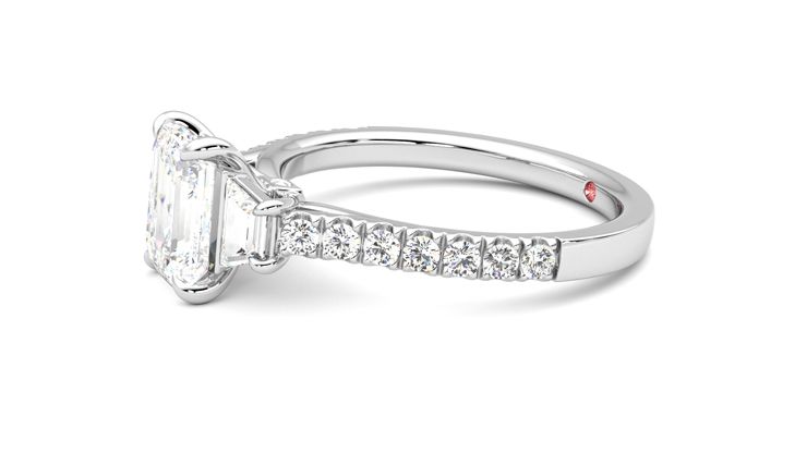 Taylor & Hart Felicity Emerald Engagement Ring 360 degree image 22