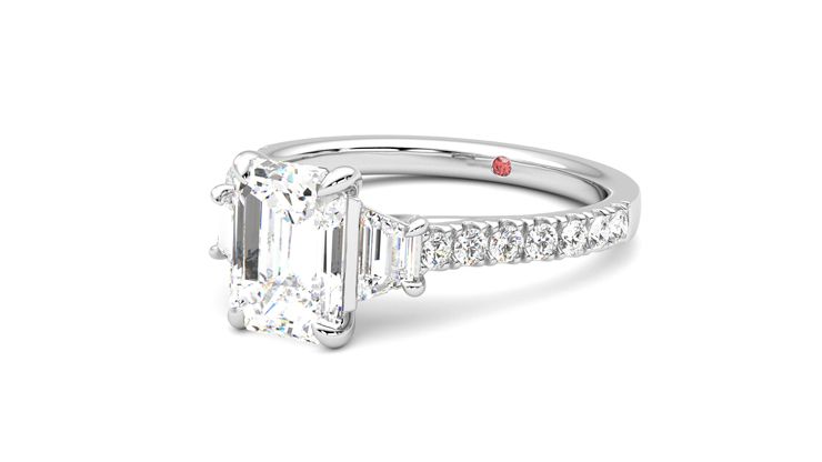 Taylor & Hart Felicity Emerald Engagement Ring 360 degree image 25