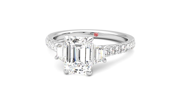 Taylor & Hart Felicity Emerald Engagement Ring 360 degree image 27