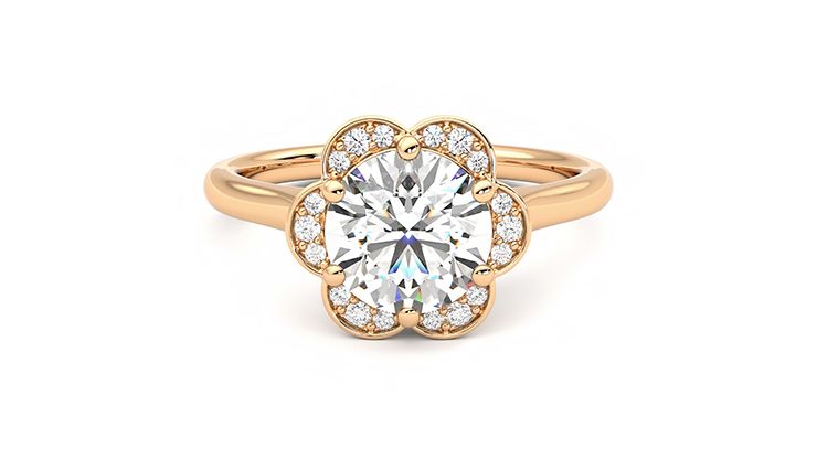 Taylor & Hart Fleur Round Engagement Ring 360 degree image 0