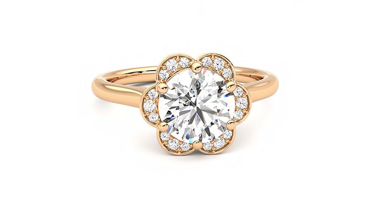 Taylor & Hart Fleur Round Engagement Ring 360 degree image 2