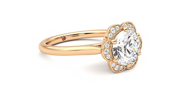 Taylor & Hart Fleur Round Engagement Ring 360 degree image 6