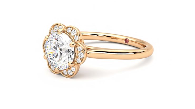 Taylor & Hart Fleur Round Engagement Ring 360 degree image 24