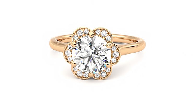 Taylor & Hart Fleur Round Engagement Ring 360 degree image 28