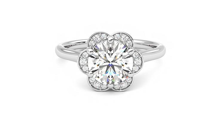 Taylor & Hart Fleur Round Engagement Ring 360 degree image 0