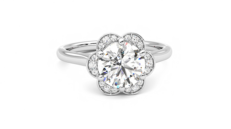 Taylor & Hart Fleur Round Engagement Ring 360 degree image 2
