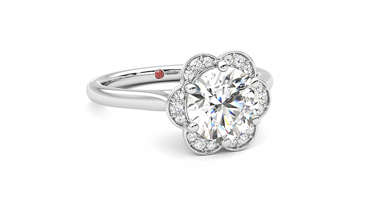 Taylor & Hart Fleur Round Engagement Ring 360 degree image 4