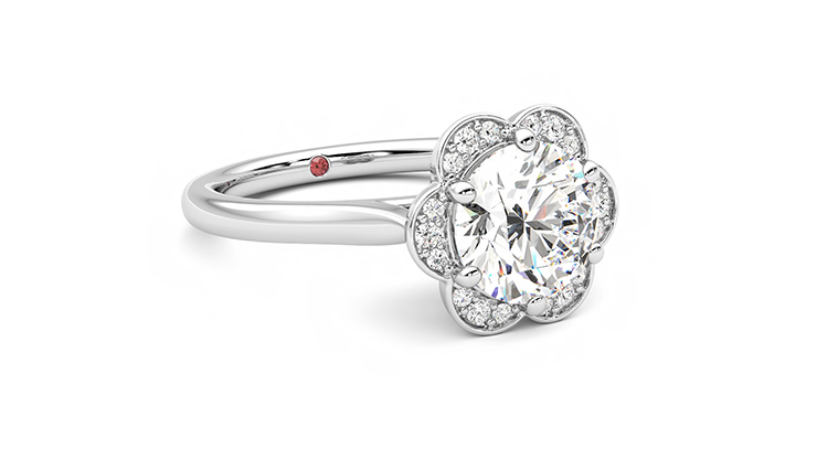 Taylor & Hart Fleur Round Engagement Ring 360 degree image 5