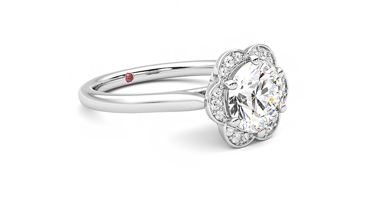 Taylor & Hart Fleur Round Engagement Ring 360 degree image 6