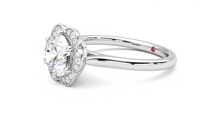 Taylor & Hart Fleur Round Engagement Ring 360 degree image 23