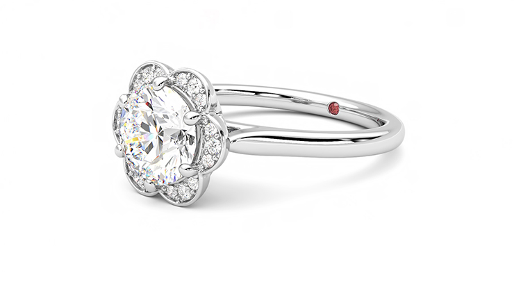 Taylor & Hart Fleur Round Engagement Ring 360 degree image 24