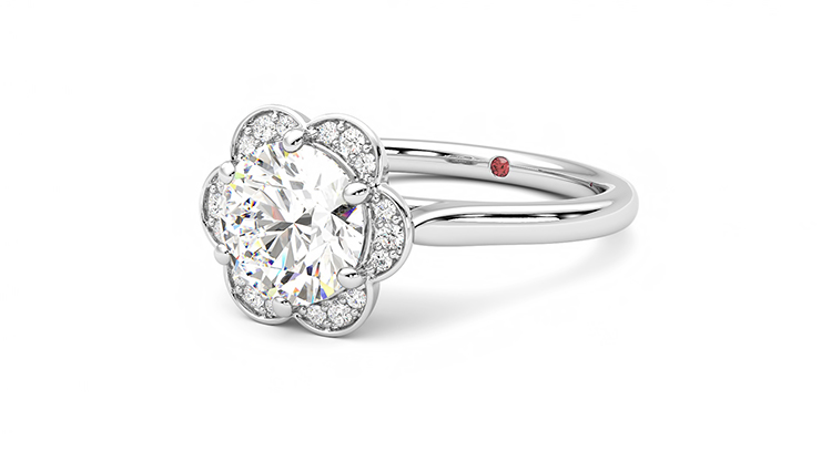 Taylor & Hart Fleur Round Engagement Ring 360 degree image 25