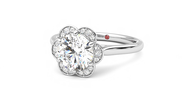 Taylor & Hart Fleur Round Engagement Ring 360 degree image 26