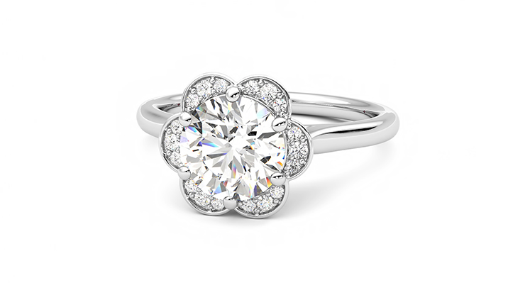 Taylor & Hart Fleur Round Engagement Ring 360 degree image 27