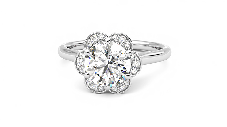 Taylor & Hart Fleur Round Engagement Ring 360 degree image 28