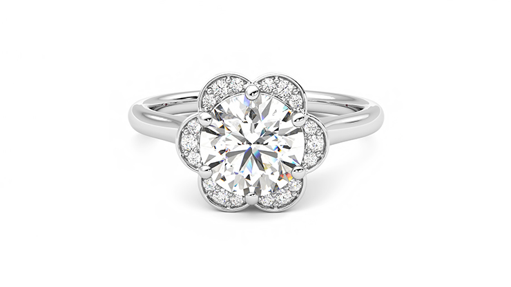 Taylor & Hart Fleur Round Engagement Ring 360 degree image 29